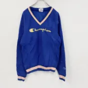 【DOKODEMO】Champion Heritage V領運動衫/運動鞋，藍色，XS碼，古著