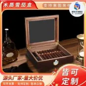 【新店大促】定製實木雪茄盒高檔雪松透明窗保溼翻蓋收納櫃褒裝空禮品箱子