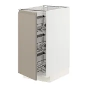 【IKEA 宜家家居】METOD 底櫃附網籃, 白色/upplöv 消光/深米色, 40x60x80 公分
