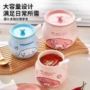 臺灣現貨三麗鷗陶瓷調料罐 豬油罐家用辣椒調料罐 鹽罐子 辣子罐 日韓ins廚具 廚房大容量色釉帶蓋帶勺耐高溫防塵防潮辣椒