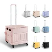 【ONE HOUSE】平拉式4輪萬向折疊收納車 買菜車 購物車 平拉推車(75L巨型折疊手推車-特大 1入)