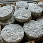 (店+)【石意景觀石材】圓形花崗石★佈景踏石 粉花崗石 圓形 原石 踏板 地舖 造景 陽台庭院