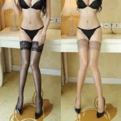 EFP大美人♡珞櫻正品美腿女神高跟攝影防滑矽膠15D性感油亮珠光孔雀蕾絲長筒襪過膝大腿襪絲襪~175ok!黑膚咖啡灰白