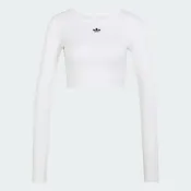 Adidas 愛迪達 Ess Rib Crop Ls KR1131 女 長袖上衣 休閒長袖 短版 白