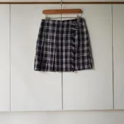 【米倉】二手女裝 學院風蘇格蘭紋百褶裙/短裙/A字裙/及膝裙/半身裙