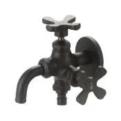(店+)人水 良品衛浴 花瓣萬向雙口水栓(快速接頭)黑 34-367 專利產品 台灣製造 室外水龍頭 居家生活