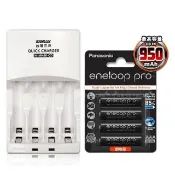 【SANYO 三洋】智慧型充電器+國際牌eneloop PRO 黑鑽款低自放充電電池(4號4入充電組)