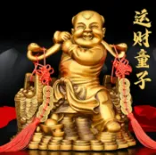 協貿國際日用品生活館 純銅運財童子擺件挑財送財童子善財童子家居辦公室收銀臺桌面裝飾