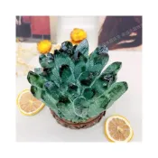 (店+)臺灣熱賣天然綠幽靈綠水晶簇原石擺件手鏈消磁石家居辦公室裝飾擺件禮品