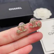 二手CHANEL 香奈兒 山茶花雙C耳釘 女款 金色耳環 AB8990