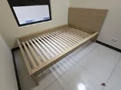 香榭二手家具*IKEA MALM單人加大4尺 高床框附2收納盒-實木貼皮-染白橡木-單人床架-床板-床箱-床底-床組