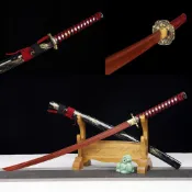 [龍泉劍莊]刀劍日本刀寶刀帶鞘木刀 長款紅木居合繡春刀道 練習拔刀劍
