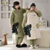 免運 公司貨 居家服 居家服 羽絨居家服 【三層夾棉】法蘭絨加厚保暖睡衣冬帶帽睡袍睡褲套裝羽絨服家居服 可開發票 全館八折 工廠現貨直銷 新品特價 h11212