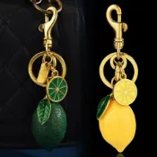 New creative resin simulation fruit lemon car keychain bag p