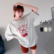 LULUS/櫻桃蝴蝶結寬鬆T恤３色【A01260172】圖案T恤 女生上衣260429