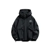 (店+)【JEEP】Jeep吉普 黑騎士系列 美式經典戶外休閒運動登山連帽大口袋工裝品牌LOGO印花拉鍊開衫長袖夾克外套 男女同款