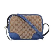 【GUCCI 古馳】GUCCI經典雙G LOGO緹花布牛皮陪襯拉鍊斜背包(五色)