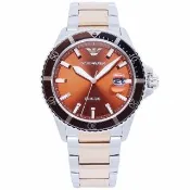 【EMPORIO ARMANI】ARMANI 義大利水鬼王運動鋼帶腕錶-咖啡面-AR11340