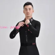 綺夢屋 歡舞閣新款摩登舞服男士上衣彈力衫國標舞練功服拉丁舞衣跳舞長袖