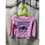ROOTS KIDS 加拿大服飾品牌 粉色 長袖 經典 尺碼：2T 嬰幼兒童裝童鞋 女童童裝 上衣 T恤