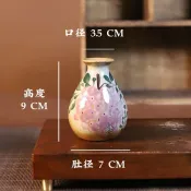 手工繪畫小花瓶金錢銅錢草小水缸復古老陶泥陶罐玄關擺件