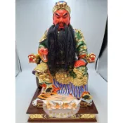 〔歡喜佛具〕一尺三關聖帝君 文衡聖帝 關公｜面相霸氣  活眼  龍椅 虎皮｜神像 神尊 佛像 拜拜用品