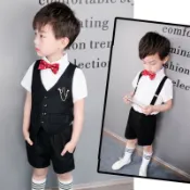 ❤️台灣現貨❤️四件套裝 婚紗攝影 花童禮服 男寶寶禮服拍照禮服 男童禮服 畢業男童禮服 長袖套装 正式西裝 春夏季款