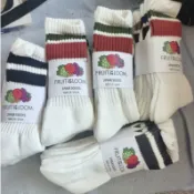 ✈️日單✈️ FRUIT OF THE LOOM 3雙入 毛巾底 水果襪子 復古撞色系 日系 復古風 運動長襪 男女款