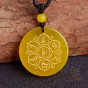 🙏🏻已開光過爐🙏🏻心經項鍊 吊墜 結緣品 躍瀾黃玉髓文殊菩薩心咒吊墜觀音心咒掛件智慧經文項鏈男女學生鑰