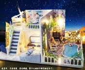 《品味私藏》DIY聖托里尼 手作拼裝模型袖珍屋 小屋別墅玩具屋親子同樂兒童生日聖誕情人節送禮裝飾布置打發時間培養耐心