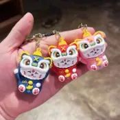 【有禮無理】2025舞龍舞獅招財貓鑰匙圈 福運可愛鑰匙圈 招財貓鑰匙圈  新年禮物招財貓吊飾 台灣賣家