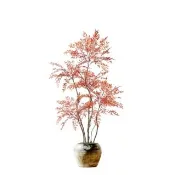 新川 模擬綠植紅葉南天竹 高端輕奢室內客廳大盆栽 落地擺件中古風假植物1.2公尺