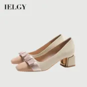 IELGY法式高跟鞋女方頭粗跟帶裙單鞋