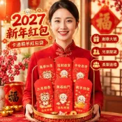 卡通萌羊紅包袋 2027新年紅包 春節拜年利是封 創意大號紅包 兒童壓歲錢 長輩送禮 可愛插畫款 節慶送禮