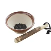 【Just Home】日本製陶瓷12.5cm研磨缽/碗附磨棒2件組(研磨缽 磨粉機 堅果研磨器 研磨器 搗碎器)