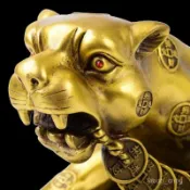 💖滿額免運🔥純銅豹子金錢豹招財擺件鎮宅大號家居客廳辦公室純銅豹子擺件【德藝全球購D】