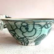 陽刻系列-綠花卉白瓷碗_陶瓷餐碗