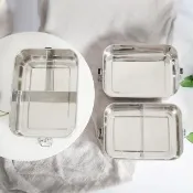 【KOTI 日安生活】霧面304不鏽鋼密封防漏分隔便當盒1200ml(移動隔片兩格三格卡扣式飯盒餐盒)