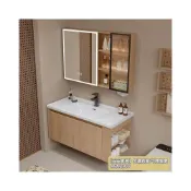 (店+)【安安家具】【破損包賠】原木色浴室櫃防水 帶側邊收納架浴櫃 陶瓷一體盆洗手臉池 90/100cm洗手臺 鏡櫃浴櫃 洗漱臺