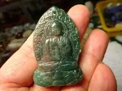 天然高檔漂亮 清透 海洋碧玉 精雕 藥師琉璃光如來 玉墜 ~~ 色澤豐富迷人 藥師佛大醫王 避邪保平安 ~TA