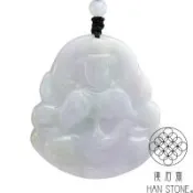 【漢石齋】天然翡翠A貨 觀音玉佩吊墜 淺色春帶彩種(52*47*6mm)