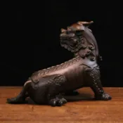 🔥臺灣熱賣🔥純黃銅諦聽擺件地藏王坐騎獨角神獸貔貅玄關家居風水裝飾禮品