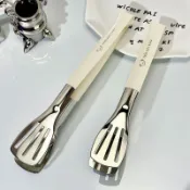 食物夾 矽膠煎夾 厚牛排煎鏟夾 不鏽鋼夾 煎炸專用不鏽鋼食品夾多功能三線夾瀝油夾燒烤牛排麪包夾烤肉夾子s_jbs