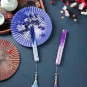 ⚡台灣出貨⚡折疊扇 折疊扇子 團扇 圓扇 團扇磁吸折疊扇中國古風扇子女舞蹈漢服扇子學生折扇子舞蹈用國風