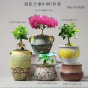 免運✨花盆 創意花盆新地中海花紋多肉花盆粗陶盆特價室內肉肉中小花盆清倉批發擺地攤