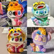 節日禮物 diy石膏娃娃塗色 爆款3d舞獅立體史迪仔石膏娃娃白胚涂色玩具涂鴉可愛手工diy擺攤