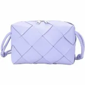 【BOTTEGA VENETA 寶緹嘉】Cassette 小款 BV小羊皮大格編織斜背包-紫藤色
