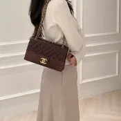 CHANEL Matelassé 小牛皮復古拼色雙鍊翻蓋肩背包
