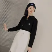 OB嚴選-純色高含棉英文愛心織標長版襯衫罩衫《AB17628-》