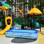 港灣小站 【海洋世界卡通】充氣水池 兒童游泳池 家庭泳池 戲水池 釣魚池 球池 戶外玩水 室內遊戲 安全加厚PVC 防漏氣閥 可愛海洋動物圖案 夏日必備